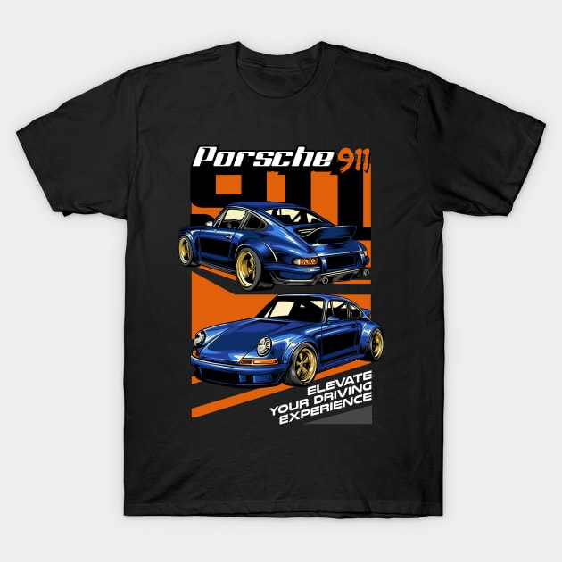 Blue Porsche 911 T-Shirt by Harrisaputra